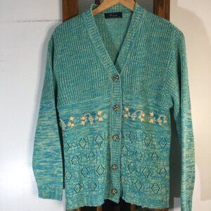 VINTAGE JANIYA EMBROIDERED EMBELLISHED CARDIGAN SWEATER SIZE M